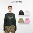 Acne Studios 男女同款 做旧1996印花宽松落肩长袖T恤上衣CL0197 淡黑色 XS