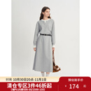 独束大码女装【时髦夹心】假两件拼接长短款连衣裙气质显瘦裙子 浅花灰-长款 XL （尺码：3）