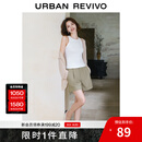 UR2025夏季新款女装休闲简约后松紧腰卷边短裤UYY650023 卡其 M