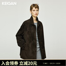KEIGAN开间福利/口碑爆款 埃塞俄比亚进口羊反绒分割线廓形皮衣 松露棕 M 36 （预订25天发）