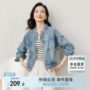 尚都比拉春秋款纯棉牛仔外套短款高级感女装气质休闲百搭上衣 牛仔蓝 L 