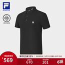 FILA 斐乐官方男子针织短袖POLO衫2025夏季新款健身运动基础上衣 深黑-BK L 175/96A/L