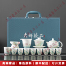 LICHENGZVS品牌羊脂玉茶具套装薄胎冰种玉瓷高档中式陶瓷泡茶专用茶器 14头冰种玉瓷荷韵茶具套装