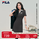 FILA 杨幂同款连衣裙|斐乐官方女装2025夏季新款时尚凉感针织连衣裙 星舰灰-GY M 165/84A/M