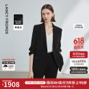 朗姿职业正装黑色气质西服外套女装夏季新款商务西装 黑色 2XL