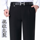 九牧王2025春秋季新款中老年男装免烫西装裤男商务直筒宽松休闲裤 单褶黑色 均码 29码腰围2尺2