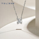 谢瑞麟（TSL）520礼物18K金钻石项链女牛角镶爪轻奢白金锁骨套链BC515(64073)