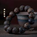 九刀匠天然越南芽庄黑奇楠沉香手串高端沉水老料雕刻回纹珠文玩男木手链 全沉水 约16mm*14颗*31g