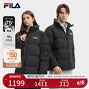 FILA斐乐官方情侣款羽绒服时尚舒适连帽保暖外套男女同款 正黑色-BK 180/100A/XL