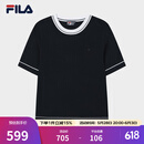 FILA 斐乐官方女子编织衫2025夏季新款时尚休闲简约基础短袖上衣 传奇蓝-NV XL 175/92A/XL