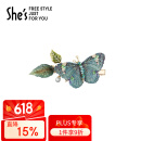 She's茜子 斑斓蝶梦 刺绣蝴蝶捏夹发夹 刘海夹发卡 生日礼物 送女友
