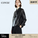 COVERINS2025春季绵羊皮复古夹克皮衣外套 黑色 XL