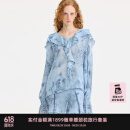 RE'VAN芮范2025春季新品设计师款质感蓝色蛇纹短裙套装RL12403167 蓝色（花） L /40