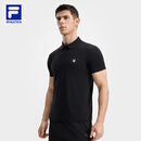 FILA 斐乐官方男子针织短袖POLO衫2025秋季新款健身运动凉感上衣 深黑-BK XL 180/100A/XL