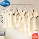 迪士尼（Disney）百日宴亲子装母女连衣裙一家三四口夏季刺绣卡通熊polo衫高端炸街 杏色 100 女童裙