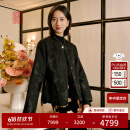 EP雅莹高端系列 桑蚕丝圆领暗纹显瘦收腰棉服 商场同款M111A 黑色 L