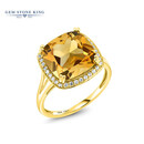GEM STONE KING6.09克拉黄水晶戒指10K黄金镶钻石彩色宝石指环复古潮食指戒送mom 美国6号=中国12号