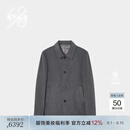鄂尔多斯1980秋冬纯羊绒翻领单排扣男短款简约通勤羊绒大衣 1980灰 175/96A/L