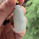 玉乐福缅甸天然A货翡翠吊坠冰起胶淡蓝色底白菜挂件41/18/11.8mm(微瑕） 浅蓝色 41/18/11.8mm