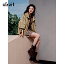 DZZIT【刘浩存同款】地素短风衣2025秋新款双层领廓形外套女3J3F6069J 浅卡其色 S
