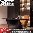 意式极简异形桌设计师实木书桌家用老板办公桌个性电脑桌长工作台 180x80x75cm 胡桃木色