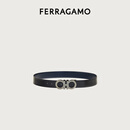 【9成新】菲拉格慕（Ferragamo）男士黑色双面可调式Gancini皮带 0770715_C  _ 95 礼物送男友  