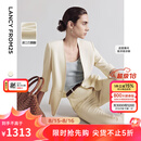 朗姿三醋酸西服外套职业装正装2025年夏季新款气质高级感白色西装 米白色 M