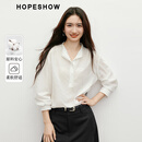 红袖设计感小众雪纺衫2025秋季新款女装几何花边拼接立领甜美气质上衣 本白001 M