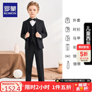 罗蒙儿童西装马甲套装男童英伦风主持人礼服花童男孩表演服 黑色 140