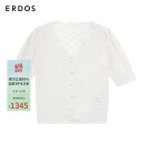 ERDOS 春夏V领镂空翻花女亚麻针织开衫 白 L 165/88A