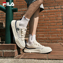 斐乐（FILA）官方男鞋FOSSO川行鞋复古帆布鞋2025夏季新款运动休闲鞋 奶白/黄昏灰-GA 41