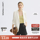 朗姿白色七分袖平驳领设计感一粒扣商务西装外套2025年夏季西服 白色 M