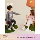 ERDOS KIDS鄂尔多斯童装圆领可爱提花针织男女童羊绒衫 中灰 130cm 130/64