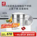 双立人（ZWILLING）蒸锅二层不锈钢汤锅蒸笼蒸格燃气灶可用蒸煮锅蒸鱼锅大容量28cm