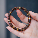 知木素简白敬亭阴沉老山檀药片金钻手串印度迈索尔正区阴沉檀香老料链 7mm阴沉老山檀18k金款 15-16cm手围