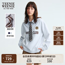 Teenie Weenie小熊女装卫衣2025秋季新款学院风可拆卸领带拼接衬衫 浅灰色 S