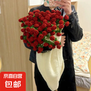 玫瑰花束毯子手工编织diy材料包毛线团钩织花朵毛毯花勾针铃兰花 玫瑰花毯【9团线】送工具教程