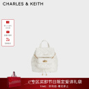 CHARLES&KEITH菱格大容量柔软多用背包书包双肩包包女包生日礼物CK2-60151400 Cream奶白色 S