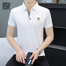BG GLAMURB轻奢品牌POLO衫男士高端短袖夏秋装时尚翻领休闲商务宽松大码短袖 06白色 L (建议115-130斤)