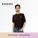 ERDOS 25早秋圆领短袖精纺羊毛T恤可露丽花簇女套衫针织衫 可可 M 165/84A