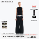 ANN ANDELMAN【明星同款】 官方直营 牛仔腰头拼接西裤直筒长裤 黑色 34