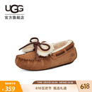 UGG秋季女士便鞋双蝴蝶结款舒适平底乐福豆豆鞋 1118913 CHE | 栗色 36
