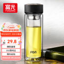 富光 男女士双层玻璃杯 水杯 支持团购定制 304杯子泡茶杯400ML黑