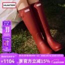 HUNTER雨靴户外露营女鞋惠灵顿经典英伦防水防滑骑士靴女长筒女靴高筒靴 哑光军红色/MLR 37