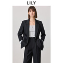 LILY零压西装2025春新款宽松休闲松弛感通勤精致高级感西装外套女 510黑 M