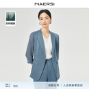 娜尔思（NAERSI）【醋酸】时尚简约七分袖西装女2025夏季新款短外套 淡蓝色 L