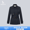哈吉斯（HAZZYS）女装 春秋款女士素色宽松通勤短款风衣女ASWSH0BAH11 藏青色NV L (165/88A 40)