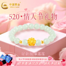 中国黄金China Gold黄金手链女足金转运珠手串情人节520送女朋友礼物老婆妈妈生日 足金莲花和田玉手串+证书礼盒