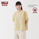 无印良品（MUJI）女式 汉麻 棉 短袖罩衫 t恤上衣打底衫女款女装内搭夏季BC2LEC5S 黄色条纹 S (155/80A)