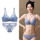 爱慕秋夏美背内衣裤夏季薄款女小胸聚拢前扣文胸罩无钢圈套装软支 蓝色套装 75/34B